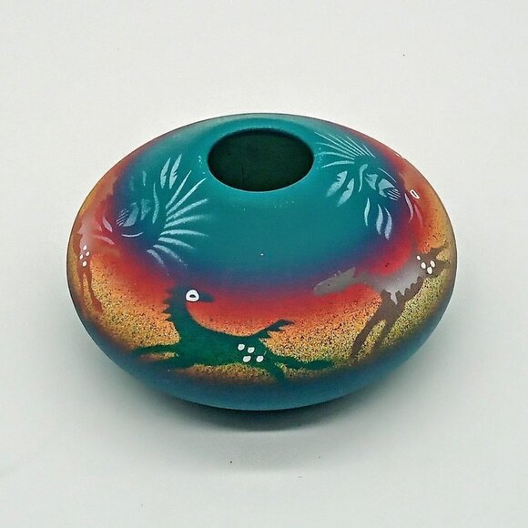 Native American Hand-Painted Ceramic Vase - Picture 1 of 5